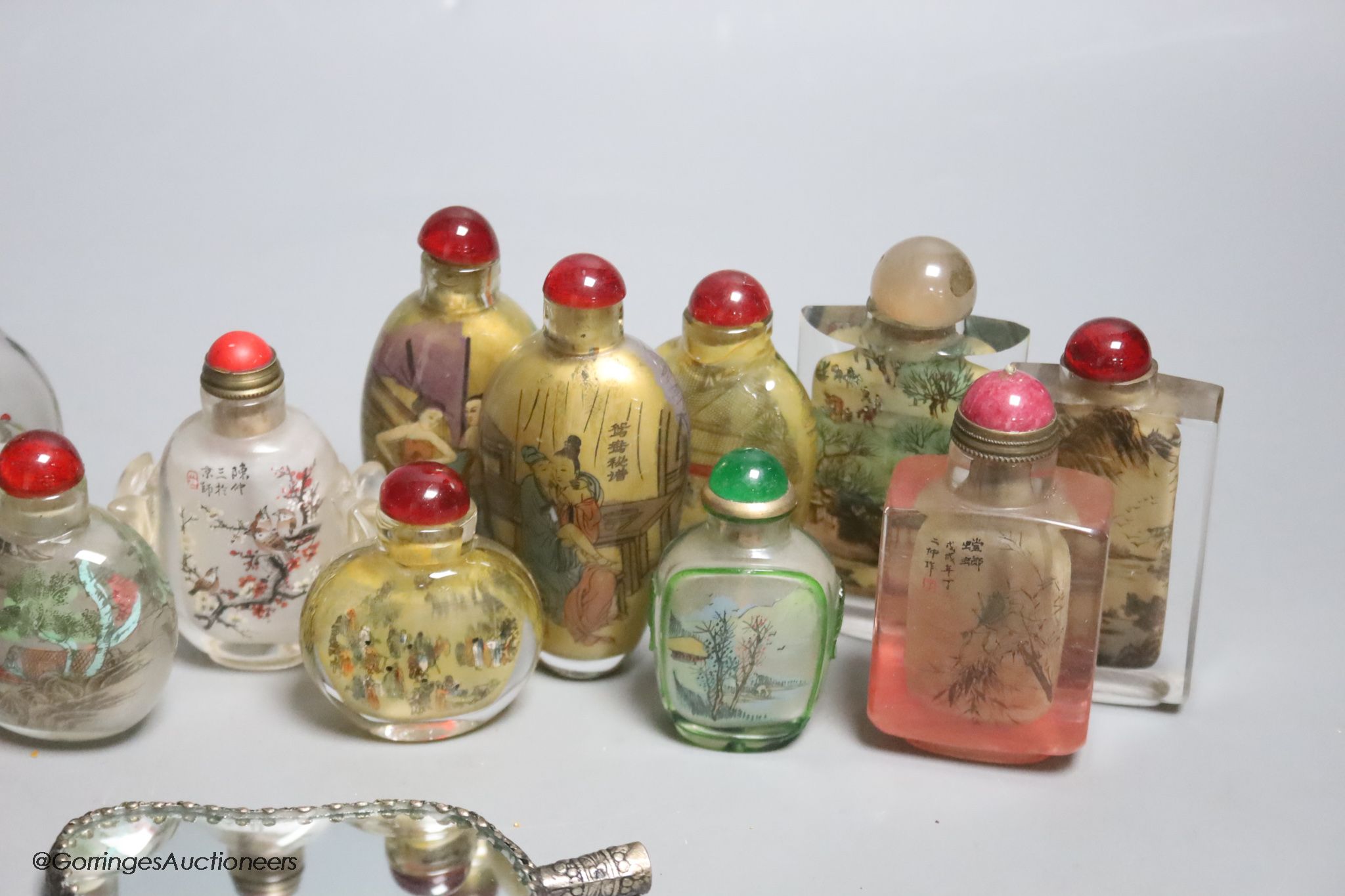 Fifteen Chinese glass painted snuff bottles